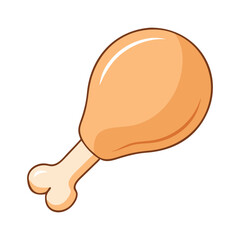Vector Illustration of Fried Chicken Drumstick, A colorful vector illustration of a fried chicken drumstick with a bone, representing a savory meal or snack.

