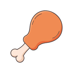 Vector Illustration of Chicken Drumstick. A colorful vector image of a chicken drumstick with a bone, representing a popular snack or meal item.

