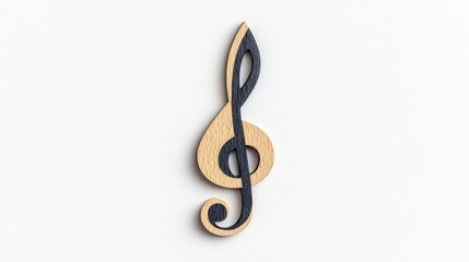Naklejka premium Wooden Treble Clef Design on Light Background for Music and Art Themes