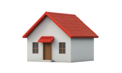 A small house with a red roof