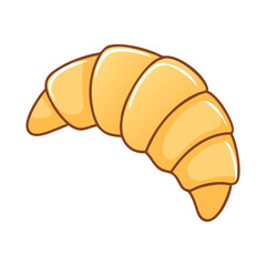 Golden Croissant Illustration, A simple and vibrant vector illustration of a freshly baked golden croissant, perfect for breakfast.
