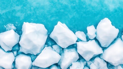 Icebergs on Turquoise Water Surface with Beautiful Natural Texture and Patterns
