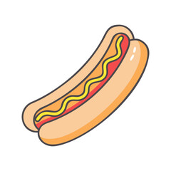 Vector Illustration of Hot Dog with Mustard, A vector illustration of two hot dogs with mustard on top, representing a popular and tasty snack.
