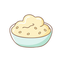 Vector Illustration of Creamy Mashed Potatoes in a Bowl, A vector illustration of creamy mashed potatoes in a bowl, symbolizing a comforting and rich side dish.
