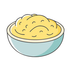 Vector Illustration of Mashed Potatoes in a Bowl, A vector illustration of mashed potatoes in a bowl, representing a comforting and classic side dish.

