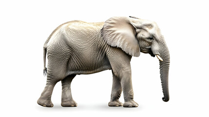 Fototapeta premium Photo Majestic Elephant Trunk, Tusks, Ears, Large Mammal on White Background