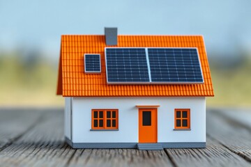 Model house with solar panels on roof