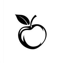 Simple black apple icon, fruit logo, graphic design, for educational use