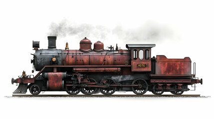 Realistic Illustration  Steam Locomotive Train Vintage Railway Transportation