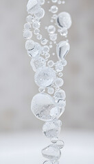 Close-up of limescale build-up. Selective focus on hard water deposit. with white shades