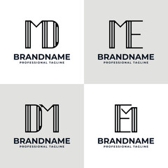 Letters MD DM ME EM Stripe Logo, suitable for any business with MD DM ME EM initials