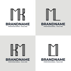 Letters MK KM ML LM Stripe Logo, suitable for any business with MK KM ML LM initials