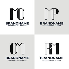 Letters MO OM MP PM Stripe Logo, suitable for any business with MO OM MP PM initials