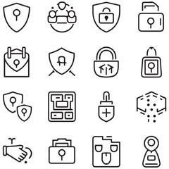 Security and protection line icons collection. Thin outline icons pack. UI icon collection. Set of line web pictogram