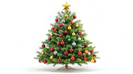 Decorated Christmas Tree on White Background