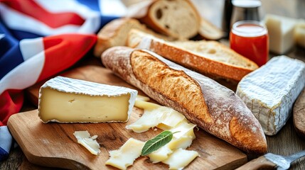 French Delights: Baguette, Brie, and Flag for a Taste of France