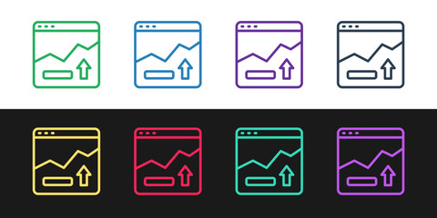 Set line Financial growth increase icon isolated on black and white background. Increasing revenue. Vector