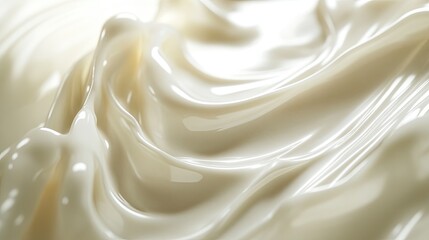 Luxurious Creamy Texture: An Abstract Close-Up of Smooth, Glossy White Waves
