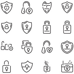 Security and protection line icons collection. Thin outline icons pack. UI icon collection. Set of line web pictogram