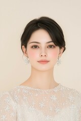 Elegant Woman Wearing Luxurious Drop Earrings