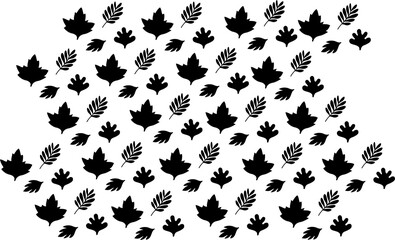 Pattern from different leaves. Black and white background. Seamless vector pattern for textiles, fabrics, packaging, clothing.