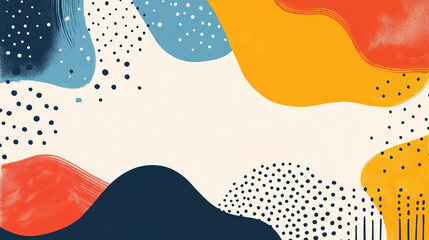 Fototapeta premium Vibrant blend of colors featuring bold shapes and polka dot patterns create a lively and dynamic composition that captures attention and inspires creativity.