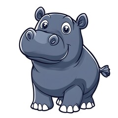 Naklejka premium Cute Cartoon Hippo with Blank Outline for Coloring Book Activity