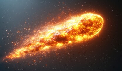 Obraz premium Fiery Comet Streaking Through Space Keywords for space exploration themes related words astronomical visuals including glowing tails of comets space imagery visuals that capture movement and energy