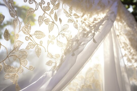 A Traditional Jewish Wedding Custom - Close Up of Chuppah Canopy Cloth Details Outdoors