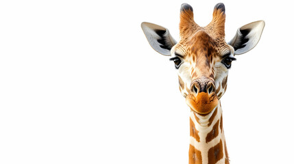 Photo - Curious Giraffe, Wildlife, Animal, Nature, Mammal, Safari, Zoo, Spots, Long Neck, White Background