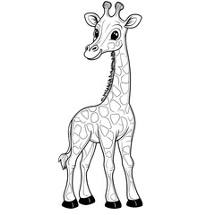 Fototapeta premium Cute Cartoon Giraffe with Blank Outline for Kids Coloring and Drawing Activity