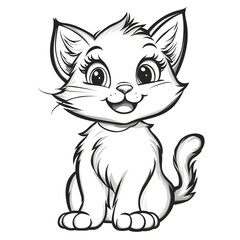 Cute Cartoon Cat Outline for Coloring Book or Kids  Activity