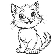 Cute Cartoon Cat Outline for Kids Coloring Fun Design