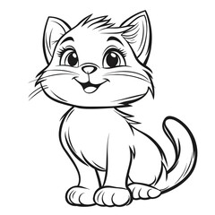Adorable Cartoon Cat Outline for Coloring and Creative Fun for Kids
