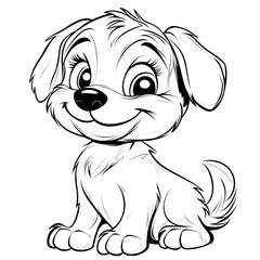 Fototapeta premium Cute and Playful Cartoon Puppy with Blank Outline for Kids to Color and Decorate