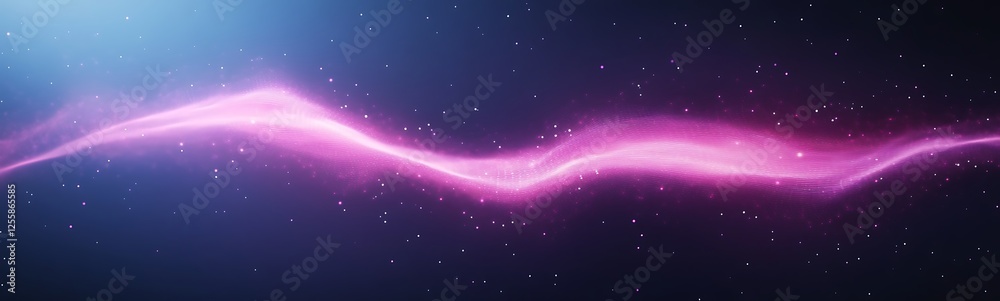 Aufkleber a vibrant pink light wave flows through a dark starry background, creating an ethereal and cosmic at