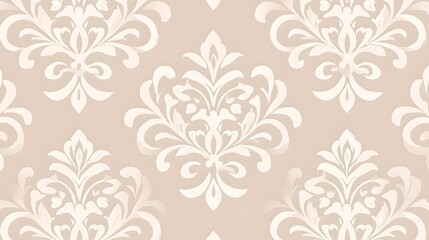 Elegant Damask Pattern in Soft Beige and Cream Tones for Decor
