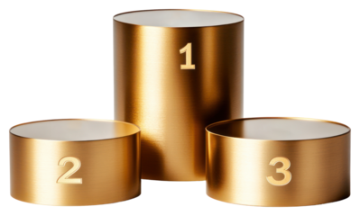 PNG A golden three-tier cylindrical podium cylinder candle modern.