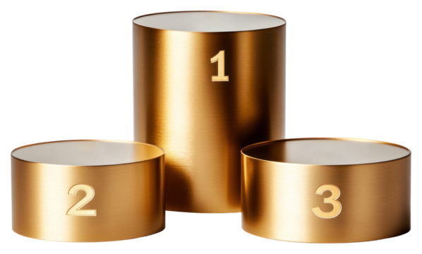 PNG A golden three-tier cylindrical podium cylinder candle modern.