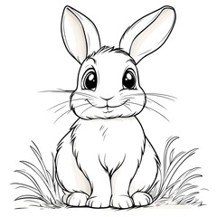 Obraz premium Cute Cartoon Rabbit Outline for Kids Coloring Activity