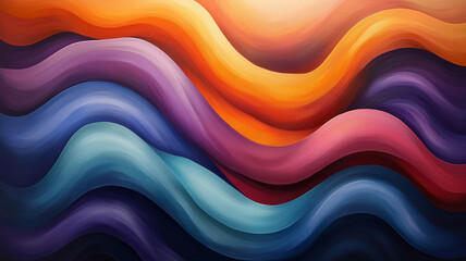 Fototapeta premium Colorful abstract waves in vibrant hues of orange, purple, and blue create dynamic visual flow, evoking sense of movement and energy