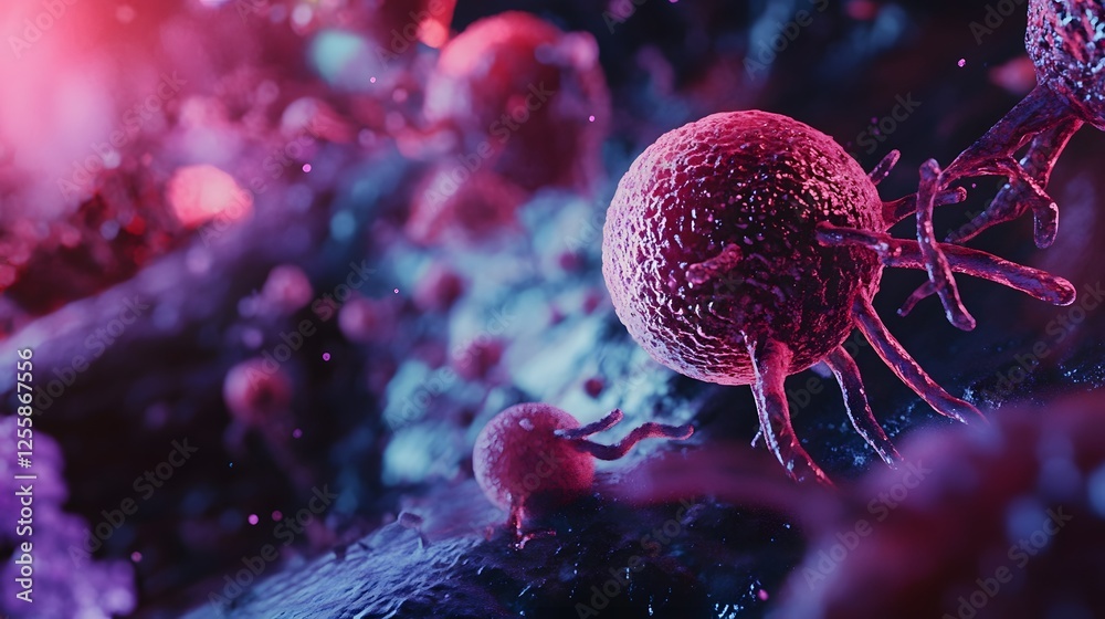 Aufkleber Detailed microscopic view of a biological cell structure revealing its intricate molecular composition and cellular processes