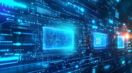 Abstract Futuristic Technology Circuit Board Data Flow