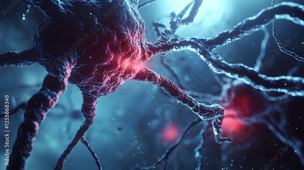 Poster detailed microscopic view of the intricate neural network and synaptic connections within the cerebr
