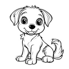 Fototapeta premium Cute Cartoon Puppy with Blank Outline for Kids Coloring