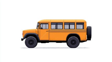 Classic Yellow School Bus Illustration on White Background for Education and Transport Themes