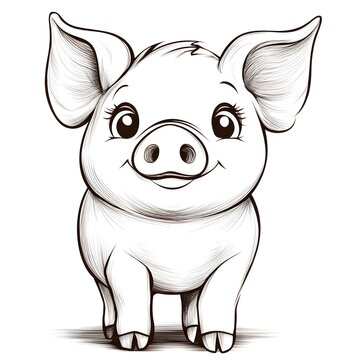 recommend clip art: Cute Cartoon Pig with Blank Outline for Kids Coloring