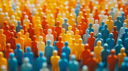 Obraz premium Diverse group of anonymous business professionals or office workers in a vibrant colorful corporate or office setting representing unity teamwork and within a modern organization