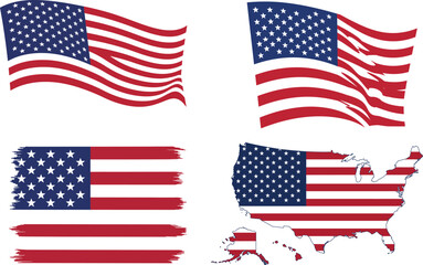 Usa map with map of usa, us map, united states map, map of us, map of united states, america map state vector illustration , American flag icons, the USA's national identity, patriotism, and freedom, 