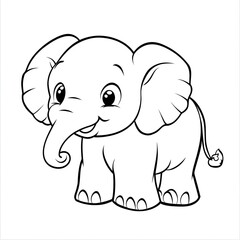 Obraz premium Adorable Cartoon Elephant with Blank Outline for Coloring Activity in Kids and Children s Education